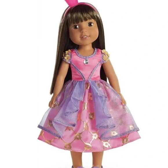 wellie wisher princess dress Doll Clothes Fit 14" Wellie Wishers Blue Princess Dress + Tiara
